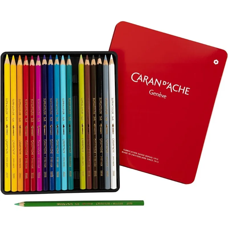 CARAN D’ACHE Supracolor II, L 17 cm, Mine 3.8 mm, Sortierte Farben, 18 Stk/ 1 Pck