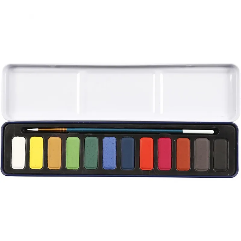 Wasserfarben-Set, Größe 12x30 mm, Sort. Farben, 12 Farbe/ 1 Pck