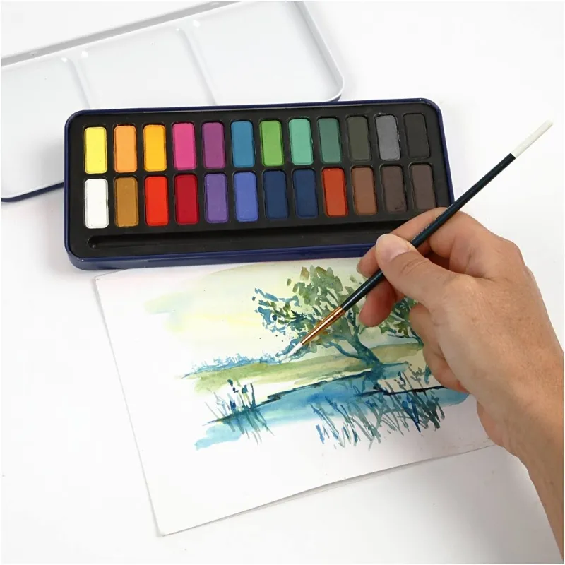 Wasserfarben-Set, Größe 12x30 mm, Sortierte Farben, 24 Farbe/ 1 Pck