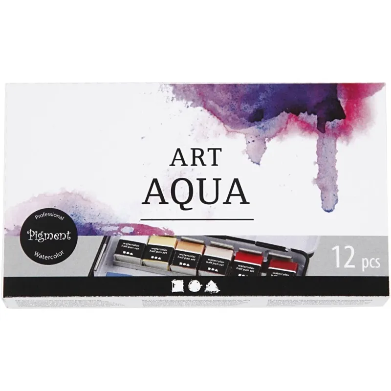 Art Aquarellfarben, Halbwannen, Größe 10x15x20 mm, Standard-Farben, 12 Farbe/ 1 Pck