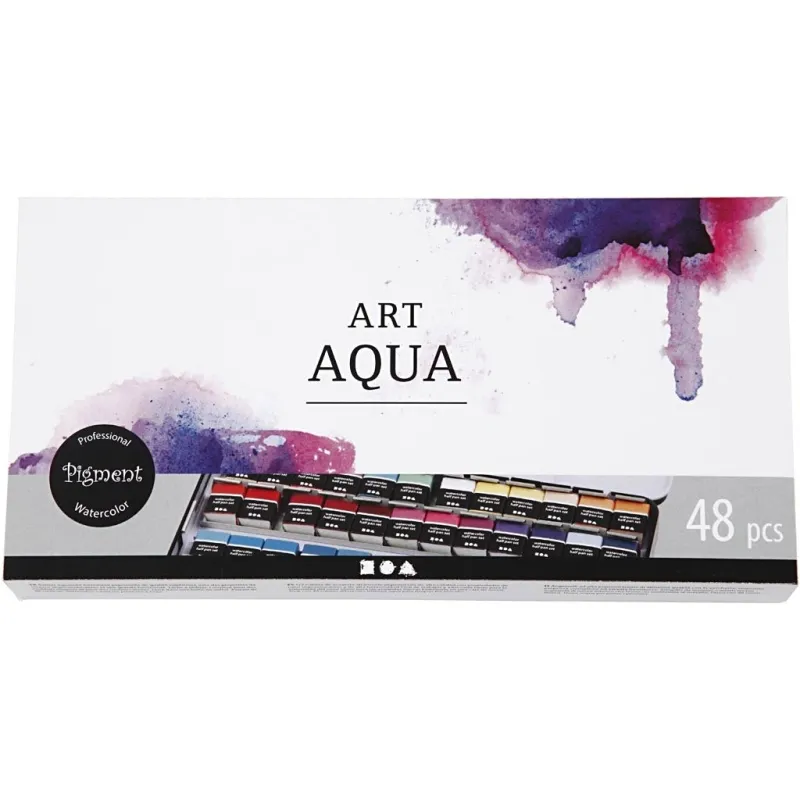 Art Aquarellfarben, Halbwannen, Größe 10x15x20 mm, Standard-Farben, 48 Farbe/ 1 Pck