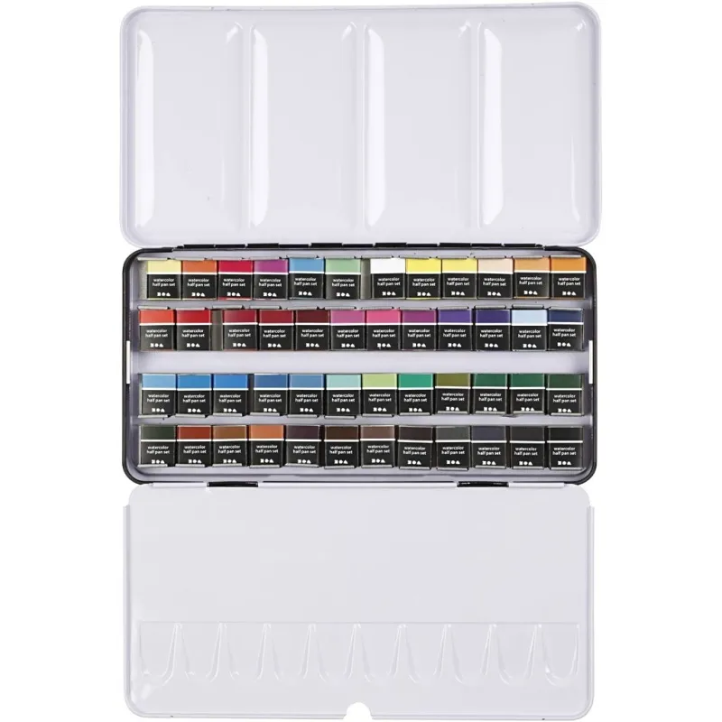 Art Aquarellfarben, Halbwannen, Größe 10x15x20 mm, Standard-Farben, 48 Farbe/ 1 Pck