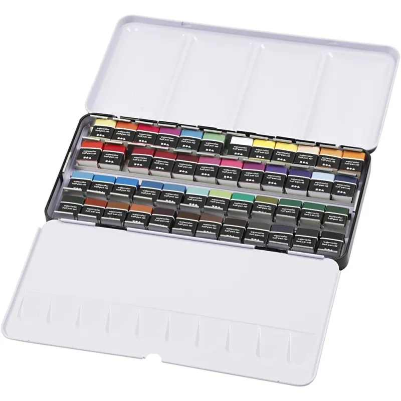 Art Aquarellfarben, Halbwannen, Größe 10x15x20 mm, Standard-Farben, 48 Farbe/ 1 Pck