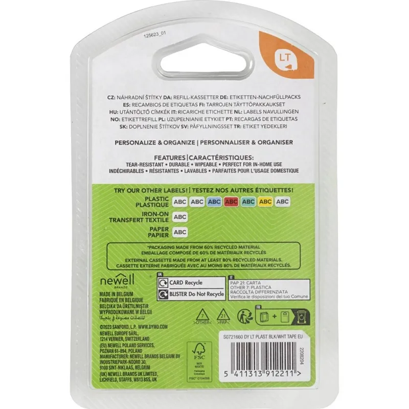 Dymo Plastikschriftband, L 4 m, B 12 mm, Weiß, 4 m/ 1 Rolle