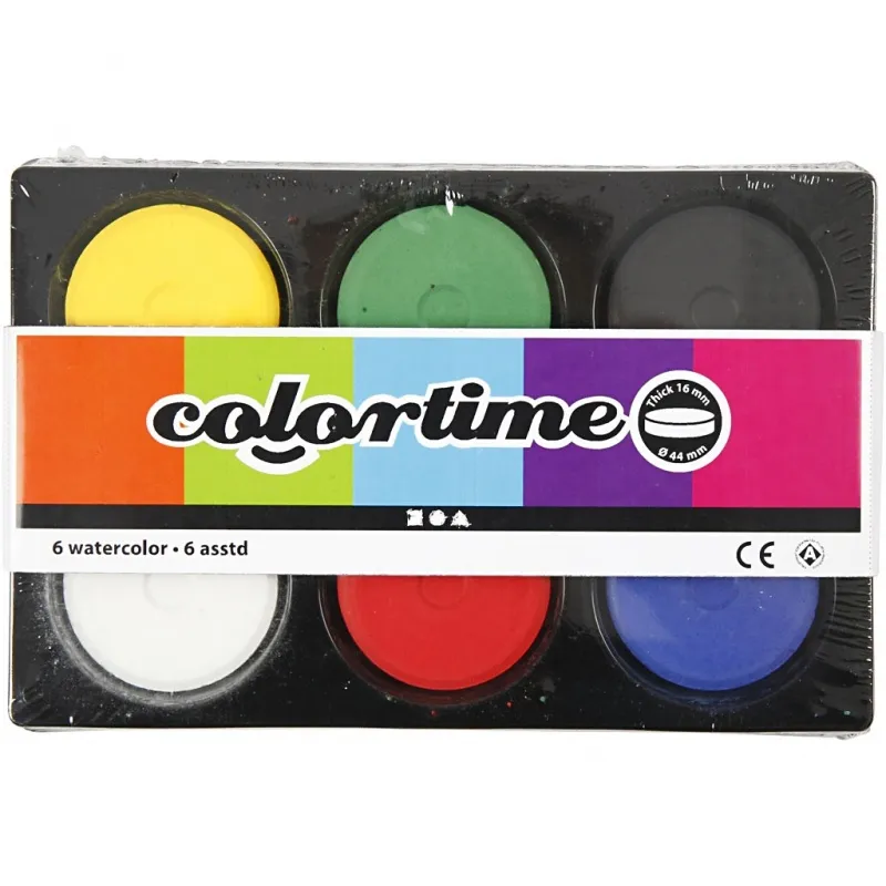 Wasserfarben, H 16 mm, D 44 mm, Primärfarben, 1 Pck