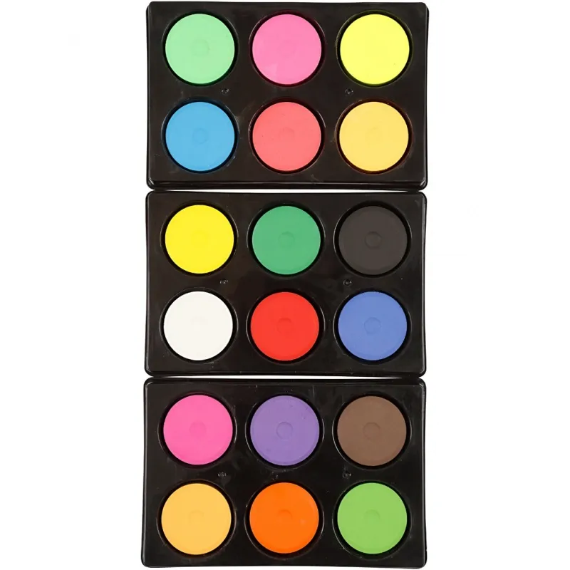 Wasserfarben, H 16 mm, D 44 mm, Neonfarben, Zusätzliche Farben, 1 Pck