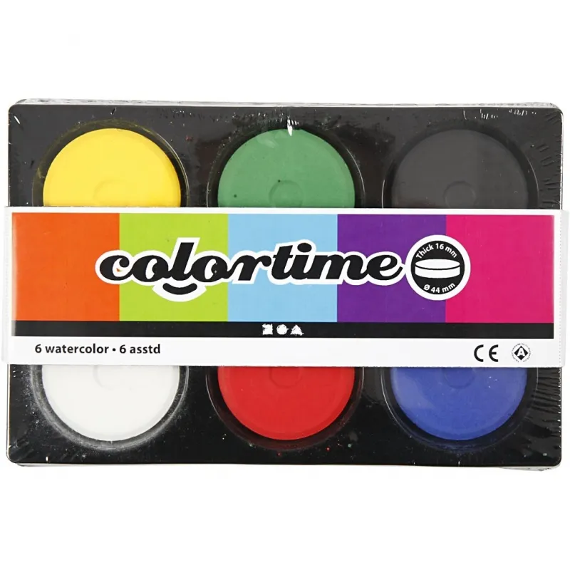 Wasserfarben, H 19 mm, D 57 mm, Primärfarben, 1 Pck