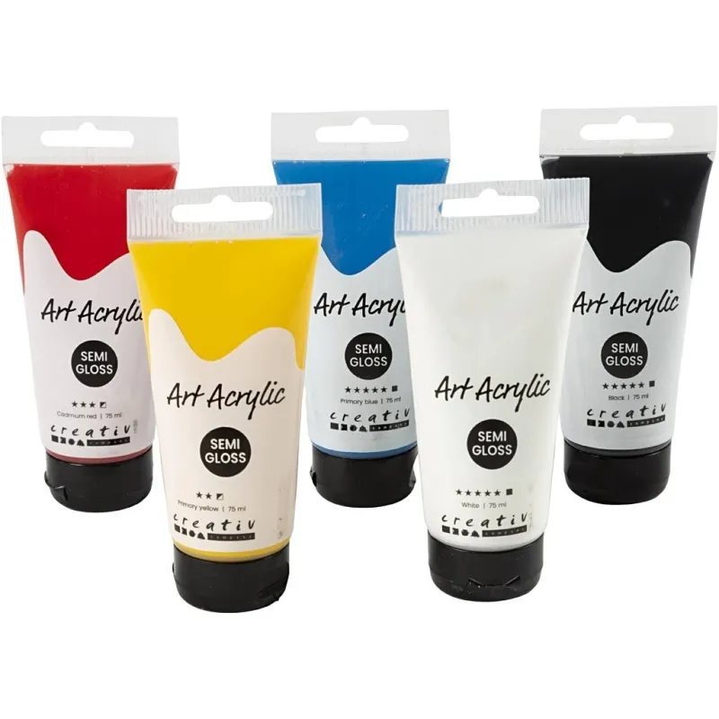 Acrylfarben, Farbenschule, Mattglänzend, Sortierte Farben, 5x75 ml/ 1 Pck
