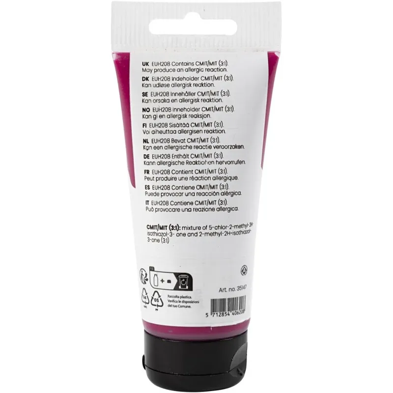 Acrylfarben, Mattglänzend, Transparent, Zyklam, 75 ml/ 1 Fl.