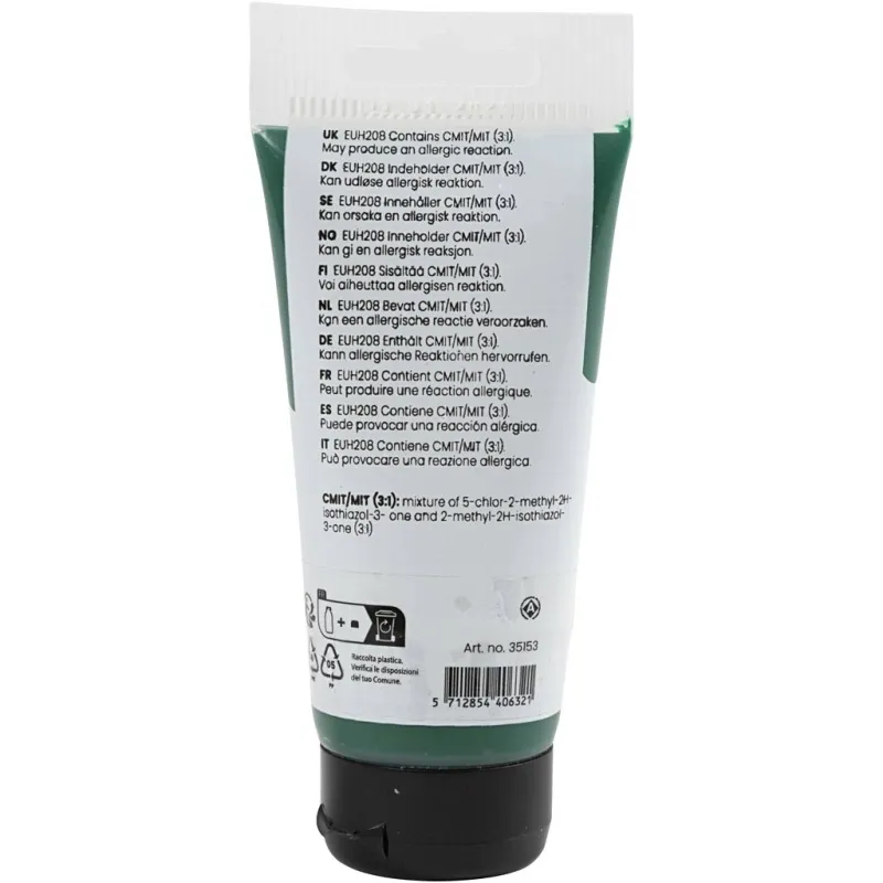 Acrylfarben, Mattglänzend, Deckend, Dunkelgrün, 75 ml/ 1 Fl.