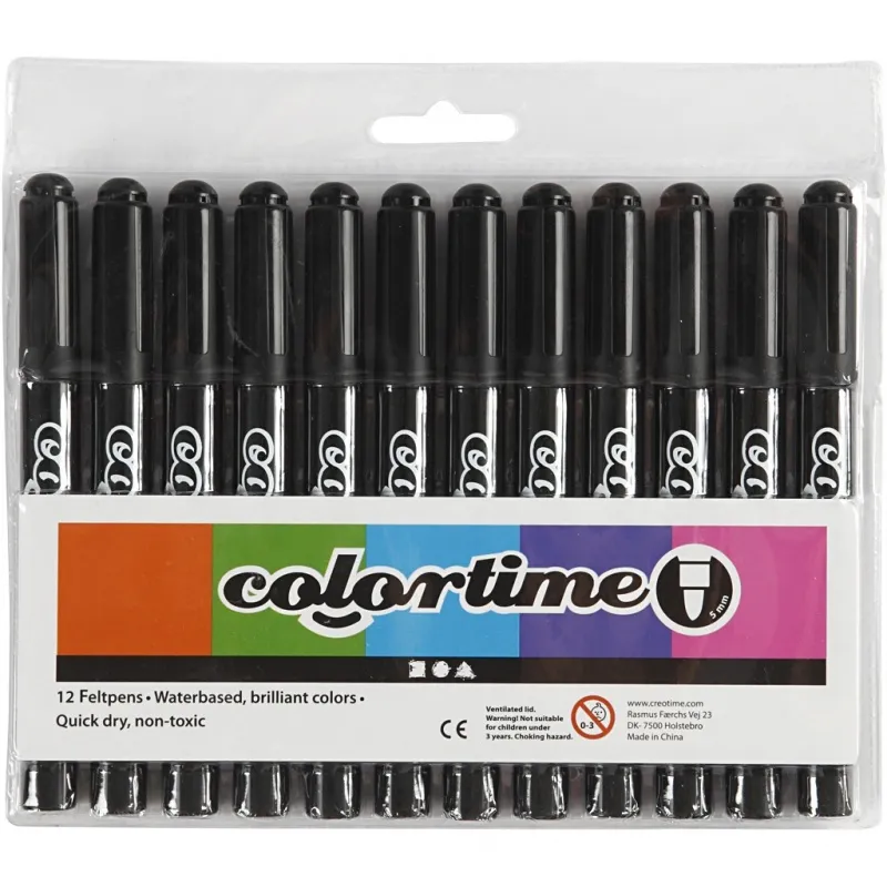 Colortime Marker, Strichstärke 5 mm, Schwarz, 12 Stk/ 1 Pck