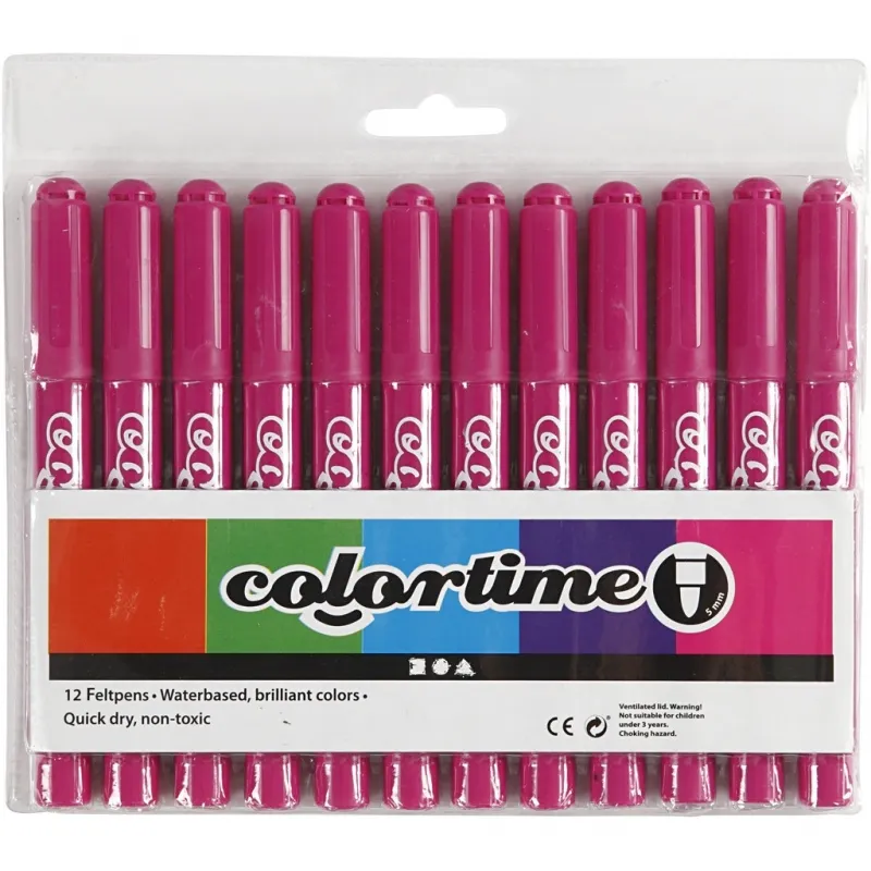 Colortime Marker, Strichstärke 5 mm, Rosa, 12 Stk/ 1 Pck