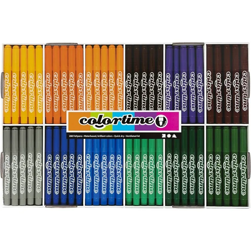 Colortime Marker, Strichstärke 5 mm, Zusätzliche Farben, 12x24 Stck., 288 Stk/ 1 Pck