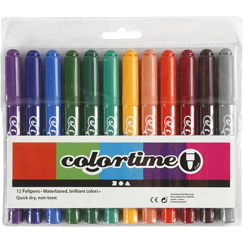 Colortime Marker, Strichstärke 5 mm, Zusätzliche Farben, 12 Stk/ 1 Pck