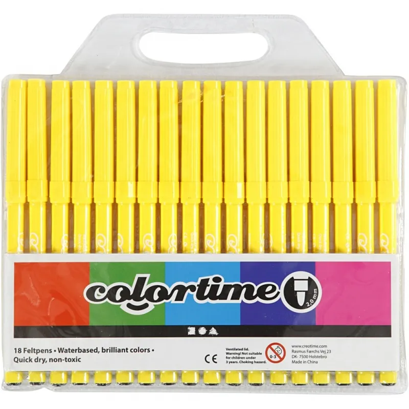 Colortime Marker, Strichstärke 2 mm, Zitronengelb, 18 Stk/ 1 Pck