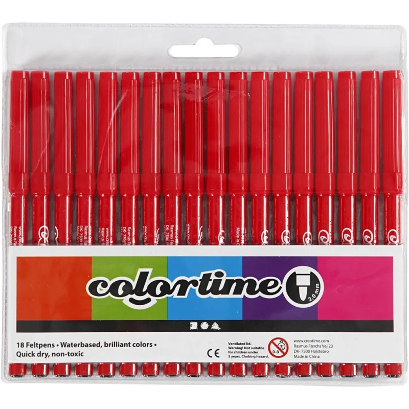 Colortime Marker, Strichstärke 2 mm, Rot, 18 Stk/ 1 Pck
