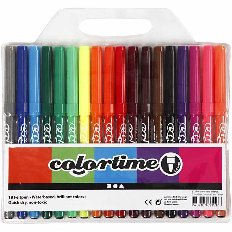 Colortime Marker, Strichstärke 2 mm, Sortierte Farben, 18 Stk/ 1 Pck