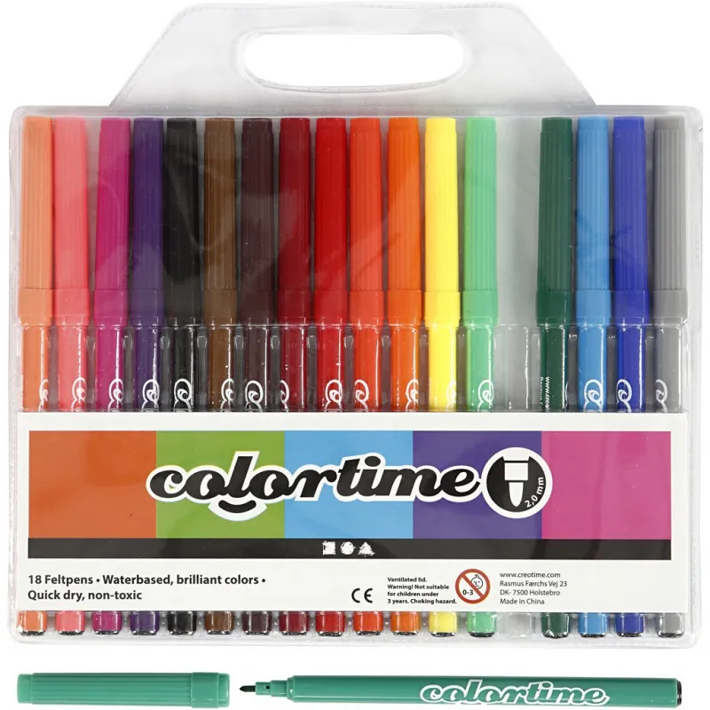 Colortime Marker, Strichstärke 2 mm, Sortierte Farben, 18 Stk/ 1 Pck