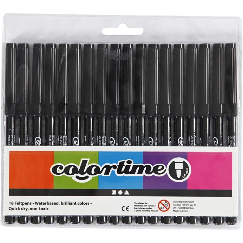 Colortime Marker, Strichstärke 2 mm, Schwarz, 18 Stk/ 1 Pck