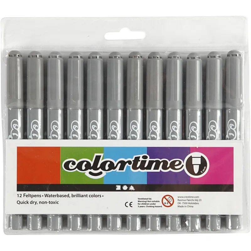 Colortime Marker, Strichstärke 5 mm, Grau, 12 Stk/ 1 Pck