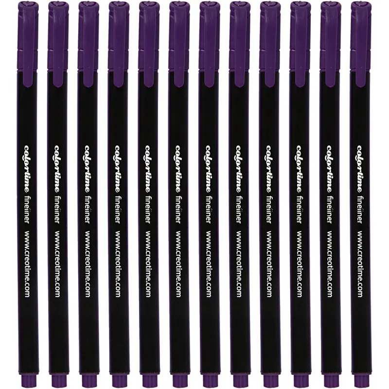 Colortime Fineliner Filzstifte, Strichstärke 0,6-0,7 mm, Flieder, 12 Stk/ 1 Pck