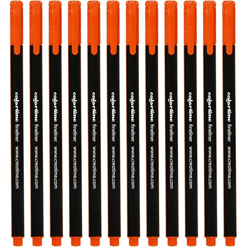 Colortime Fineliner Filzstifte, Strichstärke 0,6-0,7 mm, Orange, 12 Stk/ 1 Pck