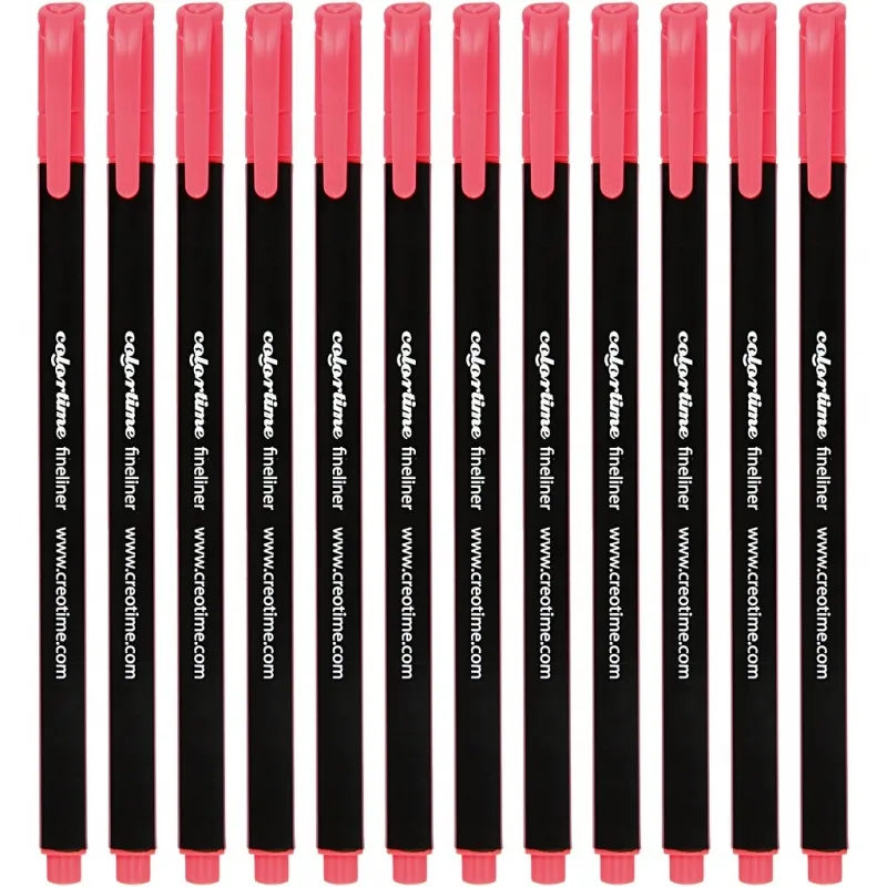 Colortime Fineliner Filzstifte, Strichstärke 0,6-0,7 mm, Pink, 12 Stk/ 1 Pck