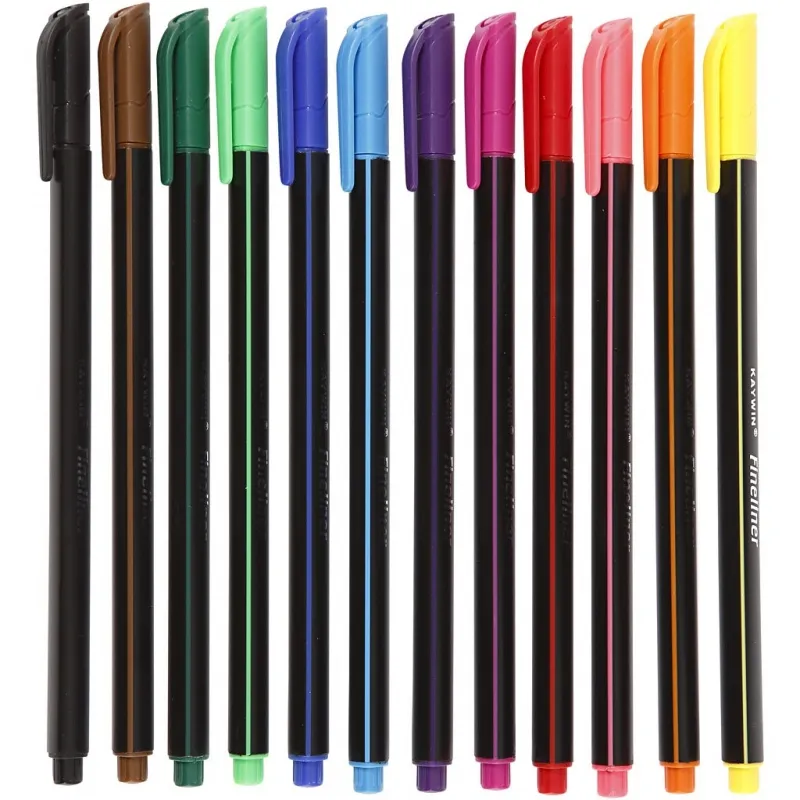 Colortime Fineliner Filzstifte, Strichstärke 0,6-0,7 mm, Sortierte Farben, 12 Stk/ 1 Pck
