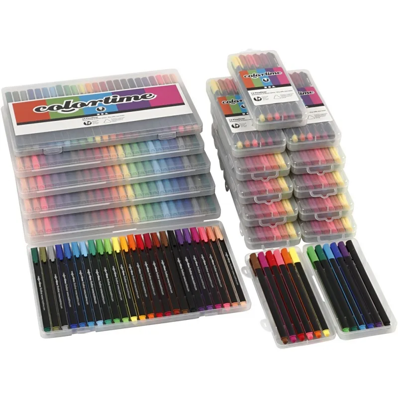 Colortime Fineliner Filzstifte, Strichstärke 0,6-0,7 mm, Sortierte Farben, 18 Pck/ 1 Pck