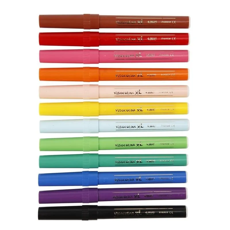 BIC Visa Farb-Marker, Strichstärke 3 mm, Sortierte Farben, 12 Stk/ 1 Pck