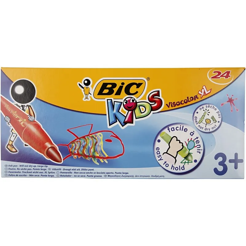 BIC Visa Farb-Marker, Strichstärke 3 mm, Sortierte Farben, 24 Stk/ 1 Pck