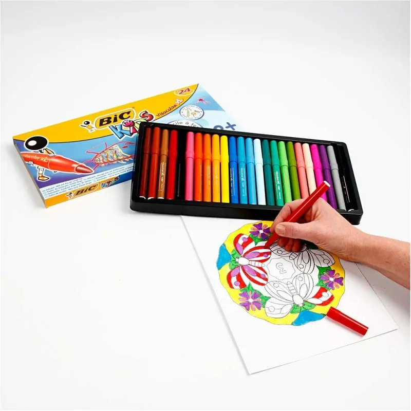 BIC Visa Farb-Marker, Strichstärke 3 mm, Sortierte Farben, 24 Stk/ 1 Pck