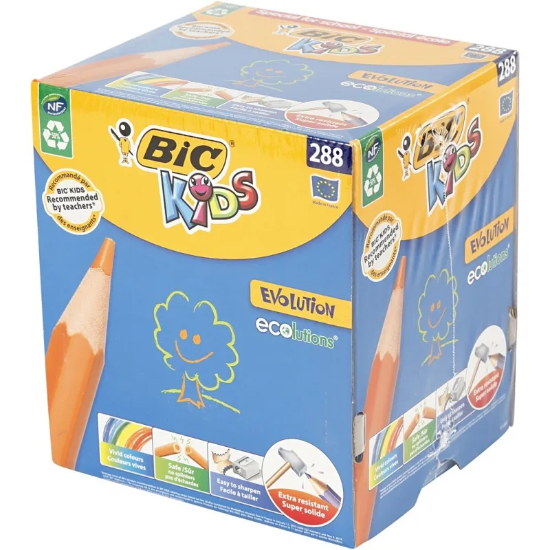 BIC Evolution Buntstifte, L 17,5 cm, Mine 3 mm, Sortierte Farben, 288 Stk/ 1 Pck