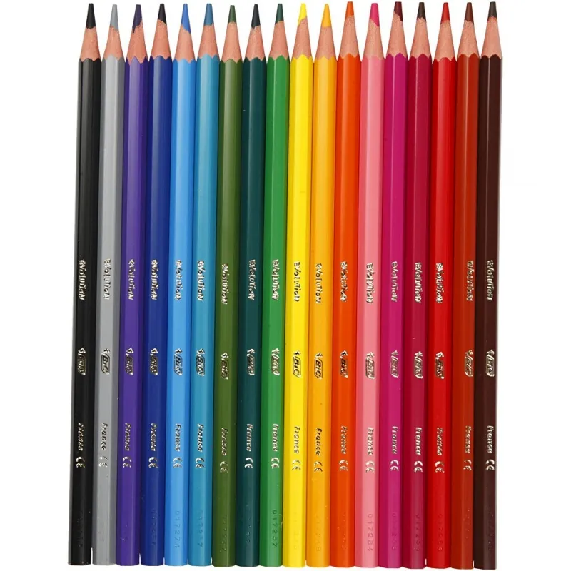 BIC Evolution Buntstifte, sechseckig, L 17,5 cm, Mine 3 mm, Sortierte Farben, 18 Stk/ 1 Pck