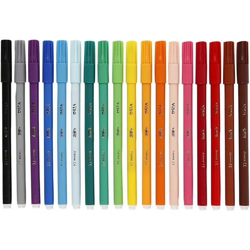 BIC Visa Fine Filzstifte - Sortiment, Strichstärke 1,6 mm, Sortierte Farben, 18 Stk/ 1 Pck