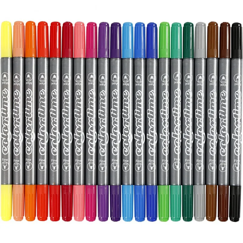 Colortime Dual-Filzstifte, Strichstärke 2,3+3,6 mm, Standard-Farben, 20 Stk/ 1 Pck