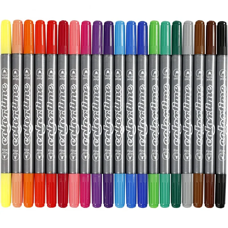 Colortime Dual-Filzstifte, Strichstärke 2,3+3,6 mm, Standard-Farben, 20 Stk/ 1 Pck