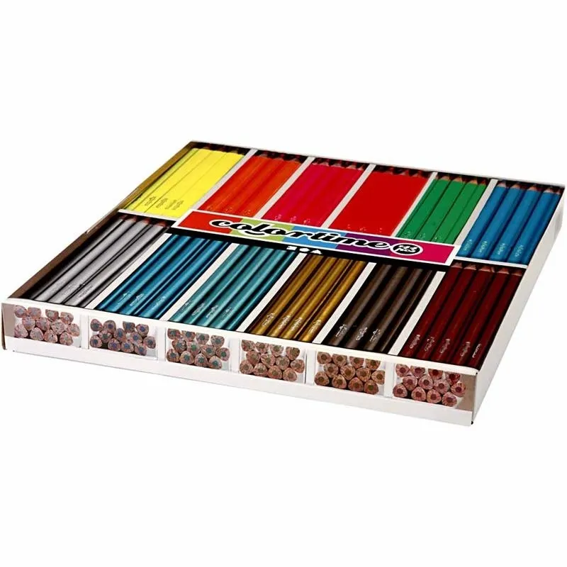 Colortime Buntstifte, L 17,45 cm, Mine 4 mm, Metallic-Farben, Neonfarben, 144 Stk/ 1 Pck