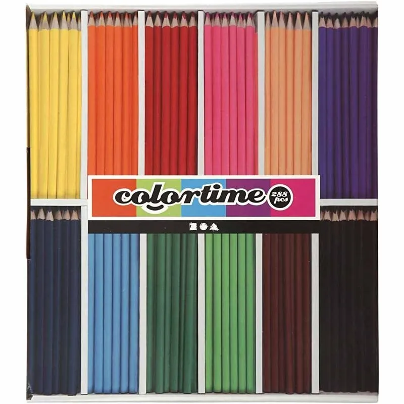Colortime Buntstifte, L 17,45 cm, Mine 3 mm, Sortierte Farben, 12x24 Stck., 288 Stk/ 1 Pck