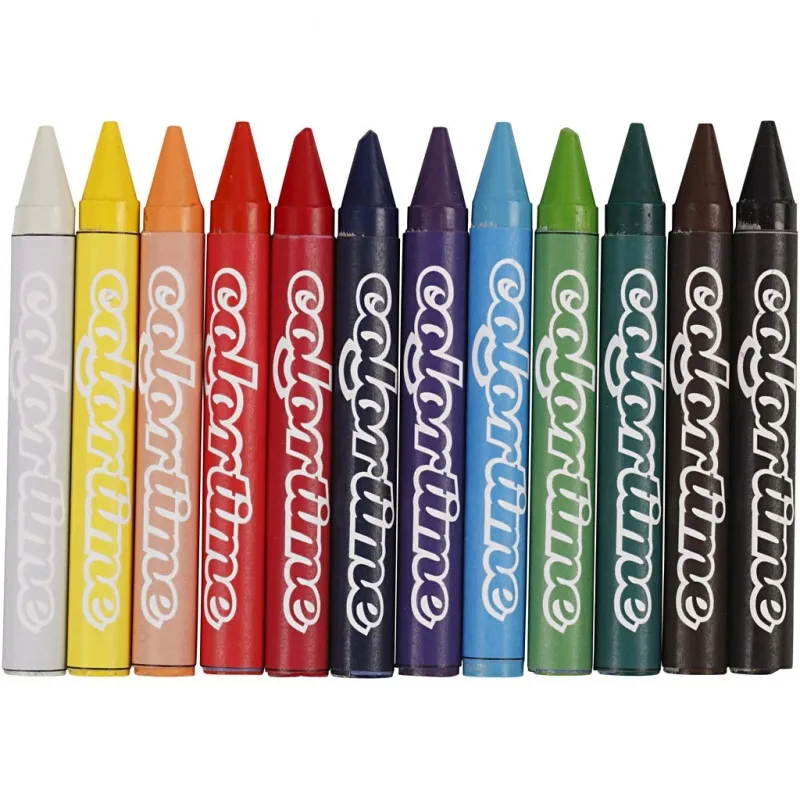 Colortime Farbkreide, L 10 cm, Dicke 11 mm, Sortierte Farben, 12 Stk/ 1 Pck