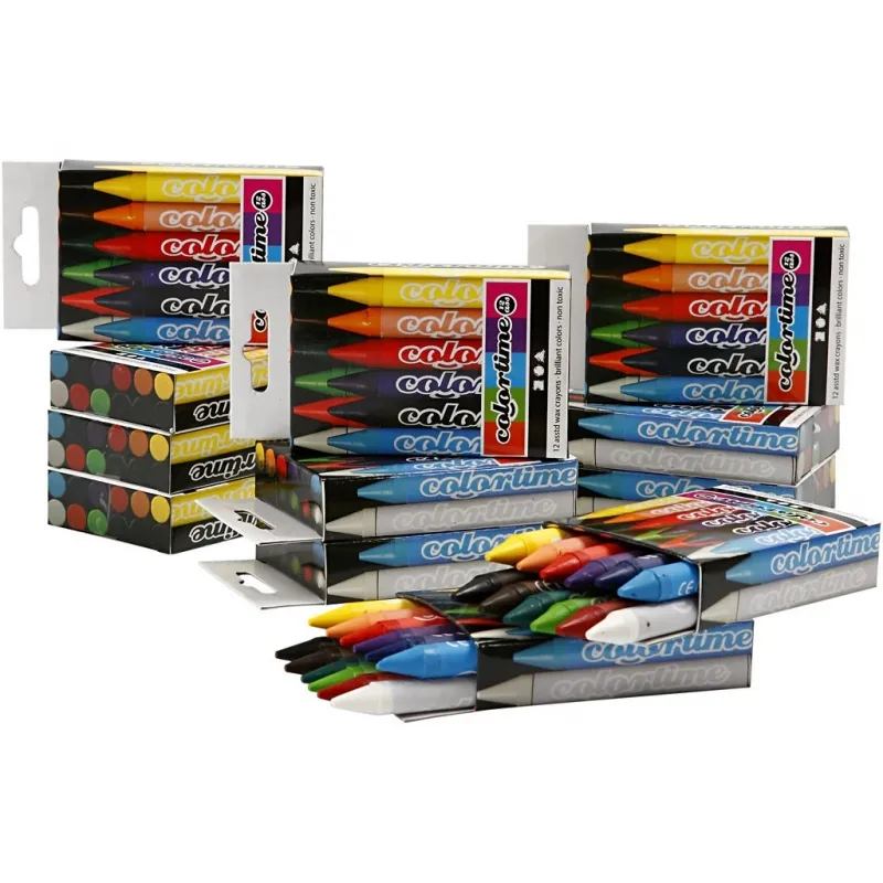 Colortime Farbkreide, L 10 cm, Dicke 11 mm, Sortierte Farben, 12 Stk/ 1 Pck
