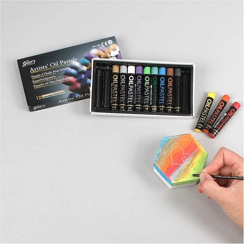 Gallery Ölkreiden, L 7 cm, Dicke 11 mm, Metallic-Farben, 12 Stk/ 1 Pck