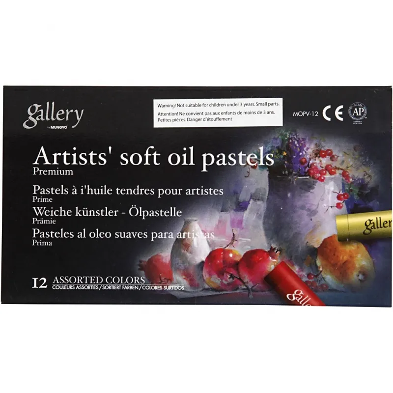 Gallery Ölpastellkreide Premium, L 7 cm, Dicke 10 mm, Sortierte Farben, 12 Stk/ 1 Pck