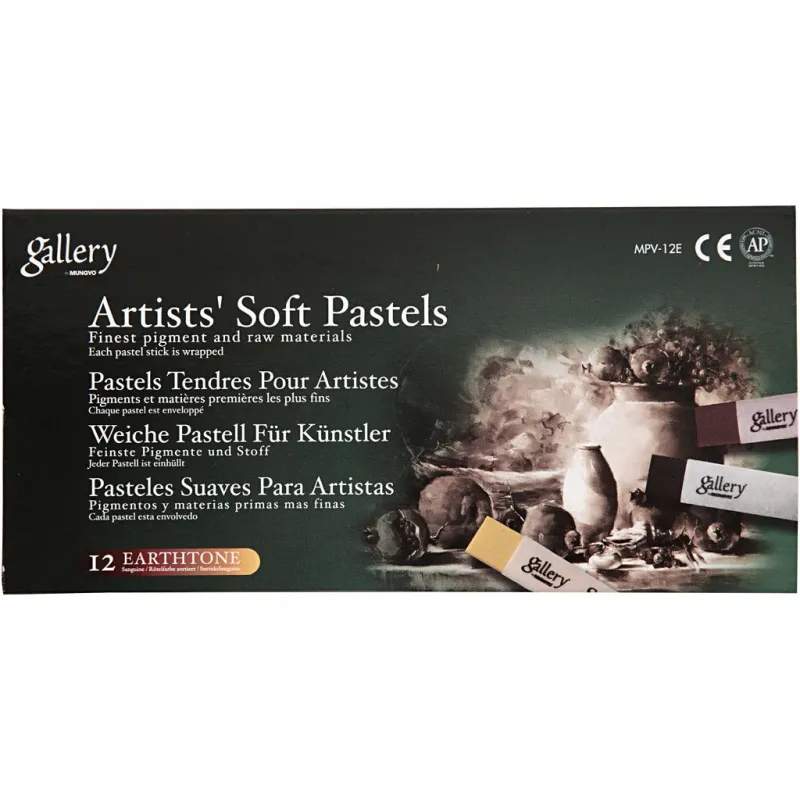Gallery Weiche Pastellkreide, L 6,5 cm, Dicke 10 mm, Brauntöne, 12 Stk/ 1 Pck