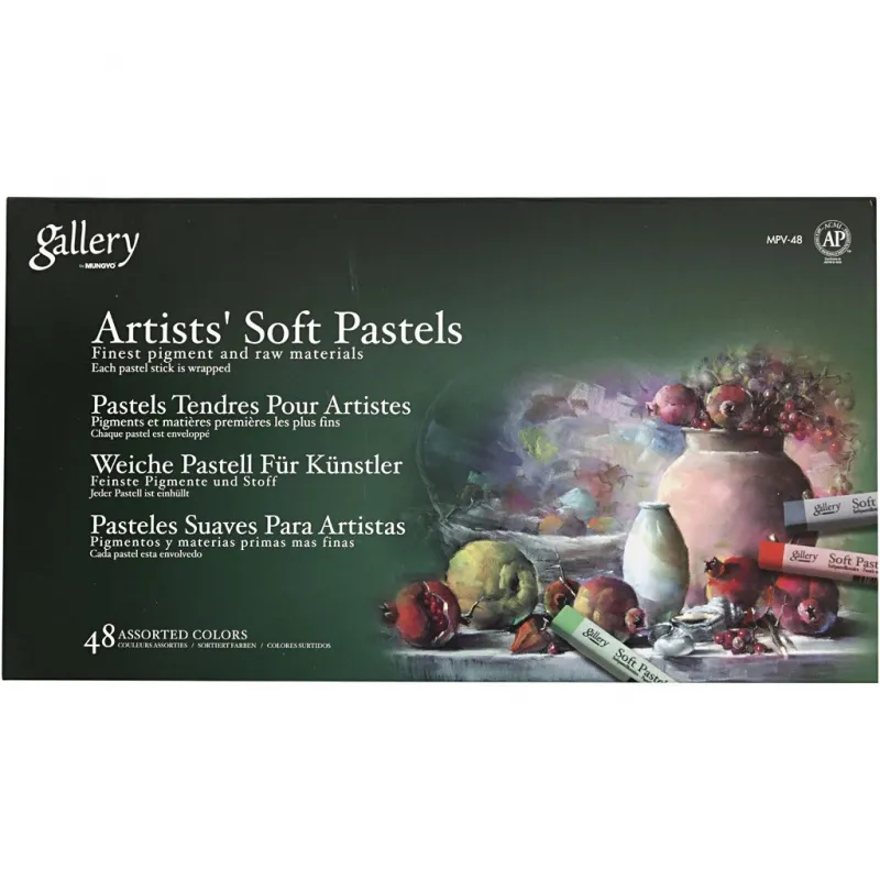 Gallery Weiche Pastellkreide, L 6,5 cm, Dicke 10 mm, Sortierte Farben, 48 Stk/ 1 Pck