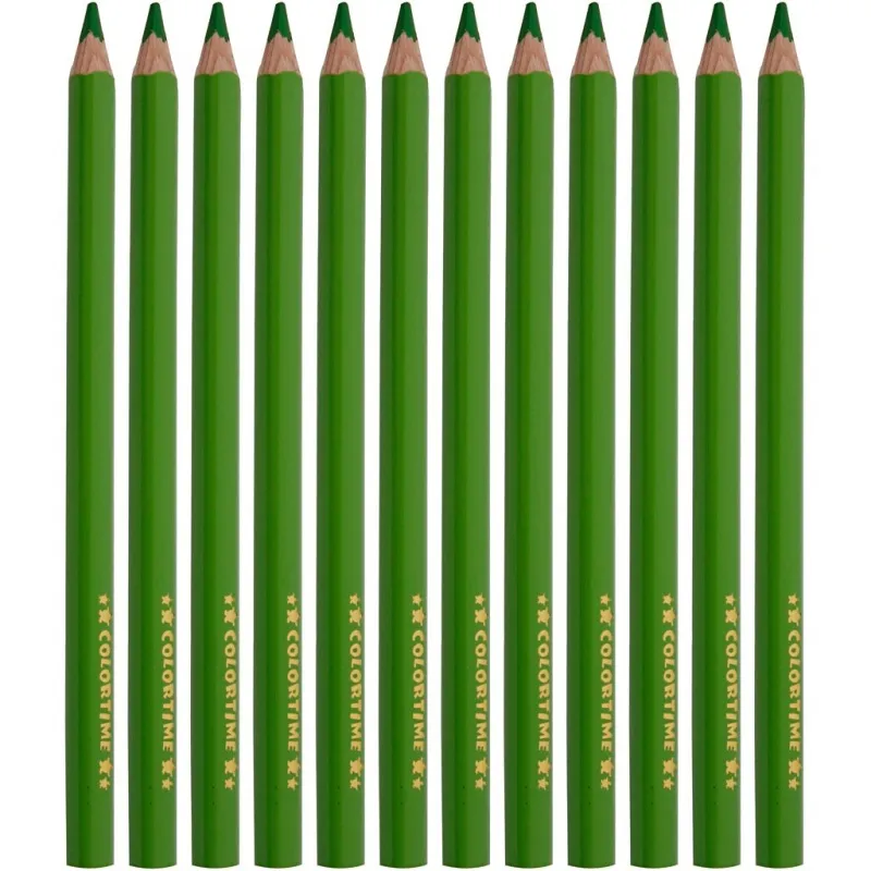 Colortime Buntstifte, L 17,45 cm, Mine 5 mm, JUMBO, Hellgrün, 12 Stk/ 1 Pck