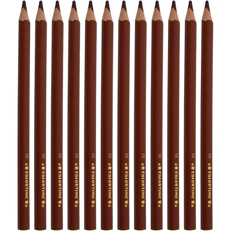 Colortime Buntstifte, L 17,45 cm, Mine 5 mm, JUMBO, Braun, 12 Stk/ 1 Pck