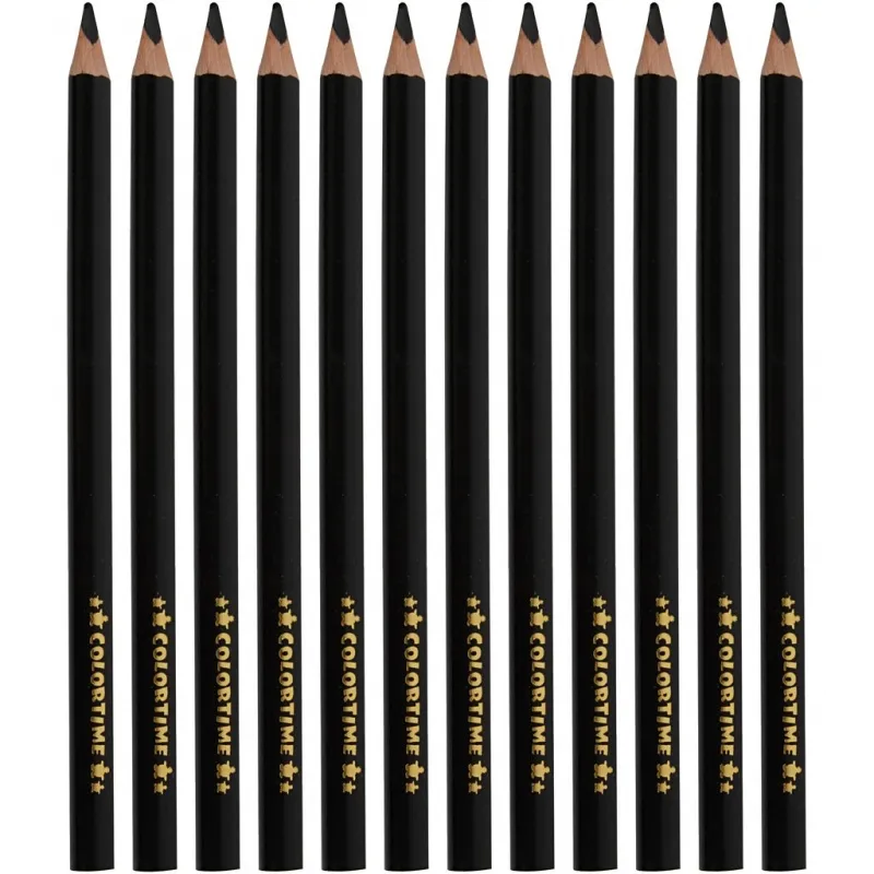 Colortime Buntstifte, L 17,45 cm, Mine 5 mm, JUMBO, Schwarz, 12 Stk/ 1 Pck