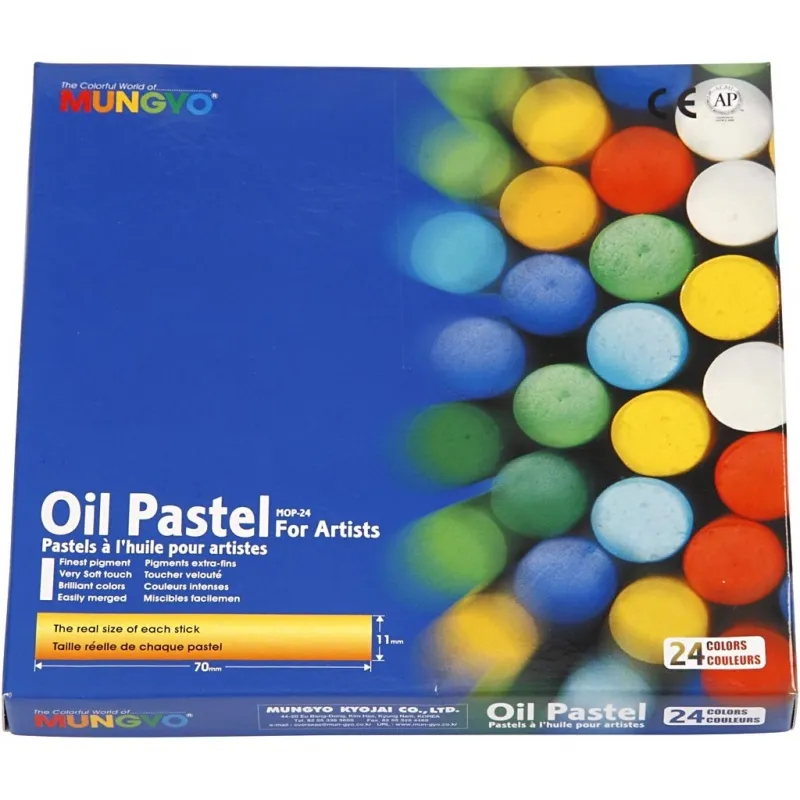 Mungyo Ölpastellfarben, L 7 cm, Dicke 11 mm, Sortierte Farben, 24 Stk/ 1 Pck