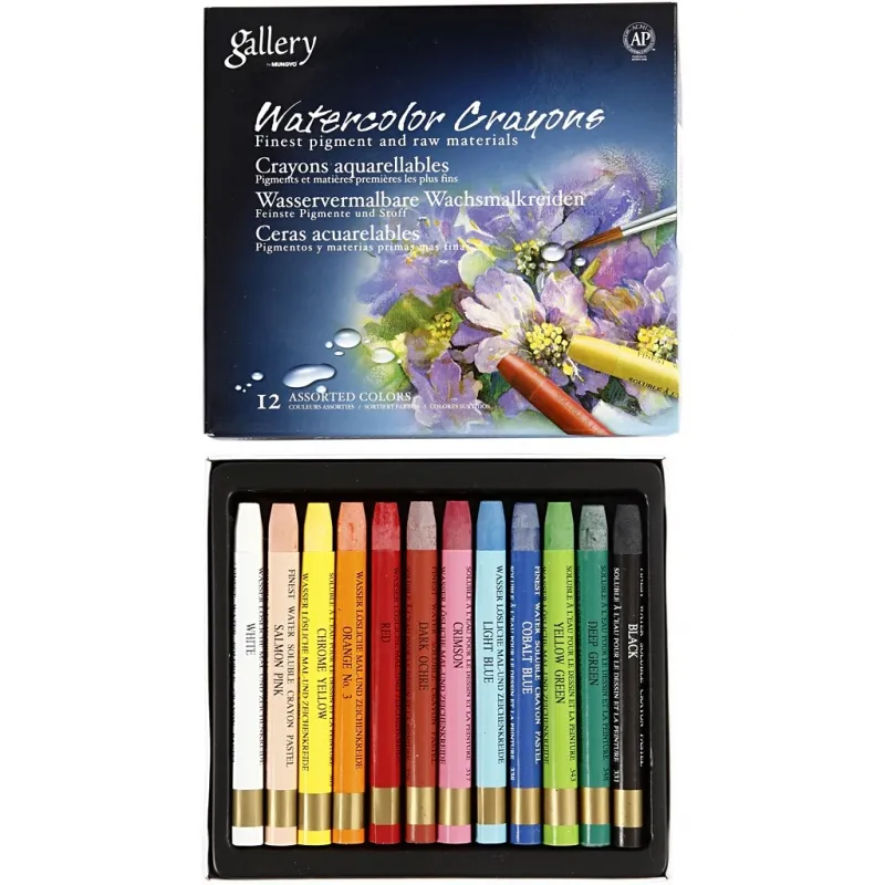 Gallery Aquarell-Kreide, L 9,3 cm, Sortierte Farben, 12 Stk/ 1 Pck